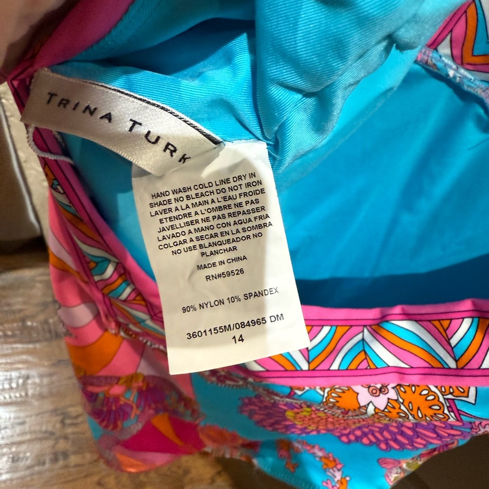 Trina Turk Pink and Blue One Piece Swimsuit - Picture 7 of 9